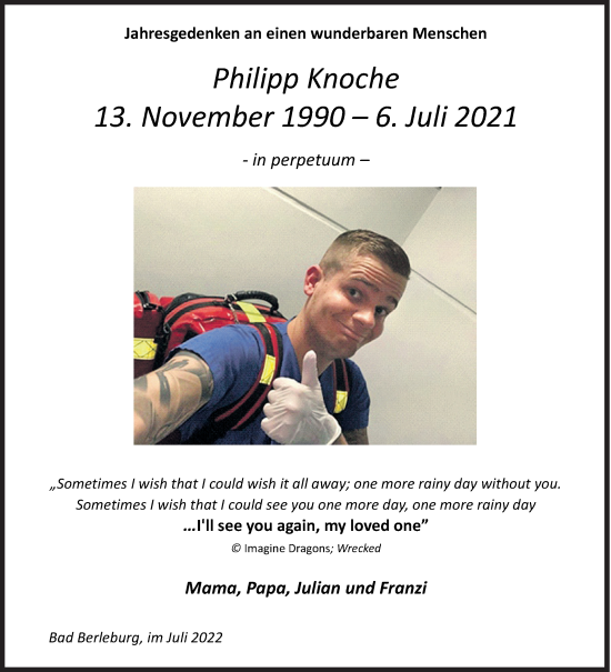 Traueranzeige von Philipp Knoche von Siegener Zeitung