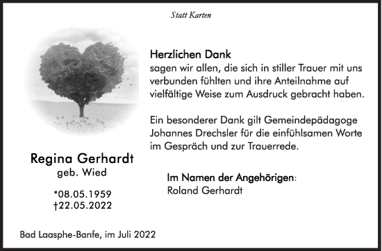 Traueranzeige von Regina Gerhardt von Siegener Zeitung
