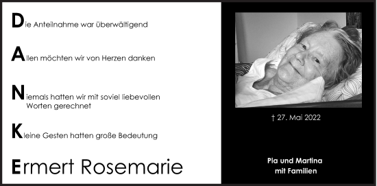 Traueranzeige von Rosemarie Ermert von Siegener Zeitung