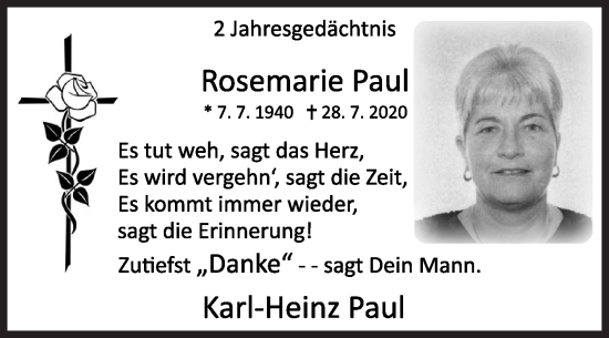 Traueranzeige von Rosemarie Paul von Siegener Zeitung