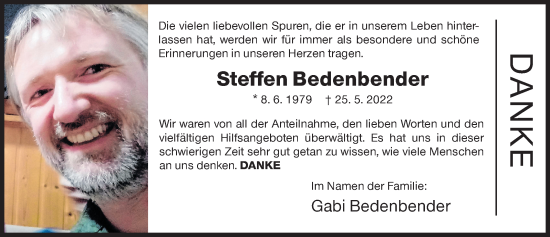 Traueranzeige von Steffen Bedenbender von Siegener Zeitung