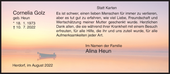 Traueranzeige von Cornelia Golz von Siegener Zeitung