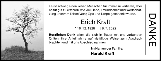 Traueranzeige von Erich Kraft von Siegener Zeitung