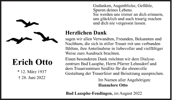 Traueranzeige von Erich Otto von Siegener Zeitung