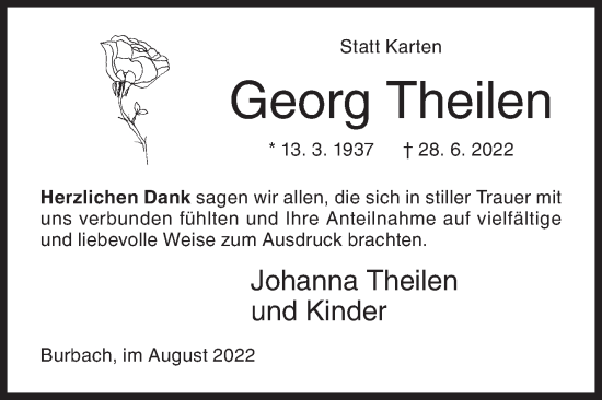 Traueranzeige von Georg Theilen von Siegener Zeitung
