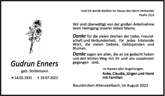 Traueranzeige von Gudrun Enners von Siegener Zeitung