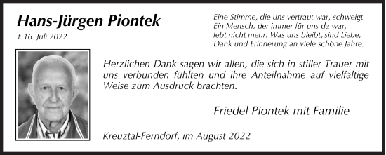 Traueranzeige von Hans-Jürgen Piontek von Siegener Zeitung