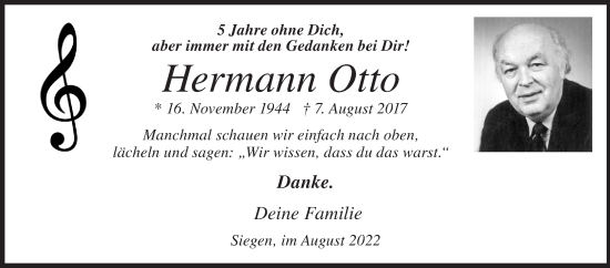 Traueranzeige von Hermann Otto von Siegener Zeitung