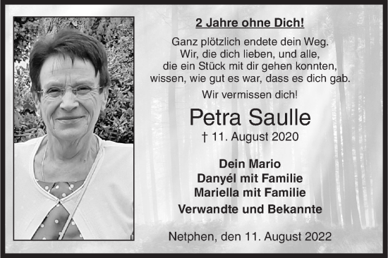 Traueranzeige von Petra Saulle von Siegener Zeitung