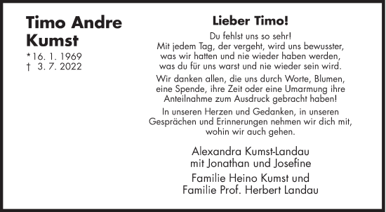 Traueranzeige von Timo Andre Kumst von Siegener Zeitung
