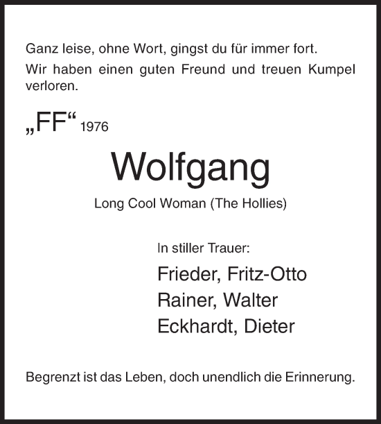 Traueranzeige von Wolfgang  von Siegener Zeitung