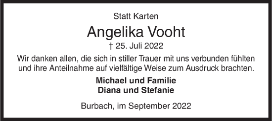 Traueranzeige von Angelika Vooht von Siegener Zeitung