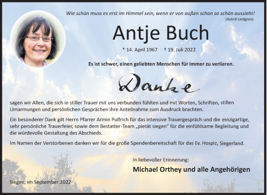 Traueranzeige von Antje Buch von Siegener Zeitung