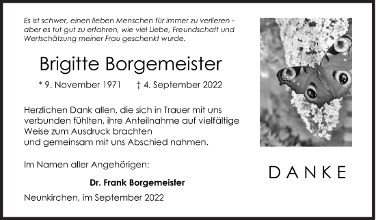 Traueranzeige von Brigitte Borgemeister von Siegener Zeitung