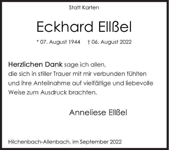 Traueranzeige von Eckhard Ellßel von Siegener Zeitung