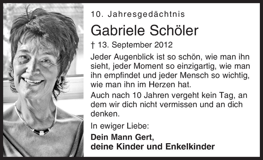  Traueranzeige für Gabriele Schöler vom 13.09.2022 aus Siegener Zeitung