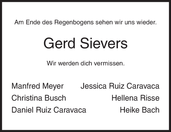 Traueranzeige von Gerd Sievers von Siegener Zeitung