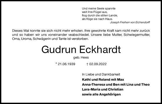 Traueranzeige von Gudrun Eckhardt von Siegener Zeitung