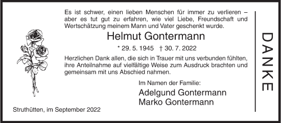 Traueranzeige von Helmut Gontermann von Siegener Zeitung