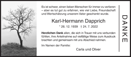 Traueranzeige von Karl-Hermann Dapprich von Siegener Zeitung