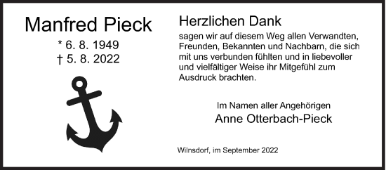 Traueranzeige von Manfred Pieck von Siegener Zeitung