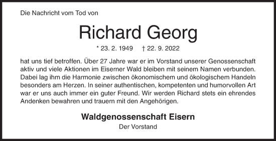 Traueranzeige von Richard Georg von Siegener Zeitung