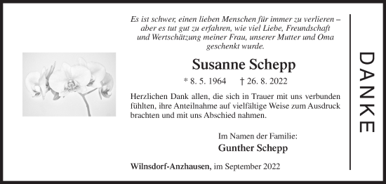 Traueranzeige von Susanne Schepp von Siegener Zeitung