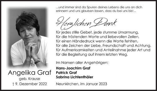 Traueranzeige von Angelika Graf von Siegener Zeitung