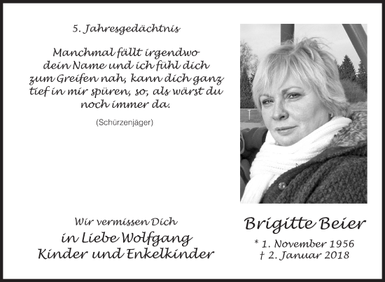 Traueranzeige von Brigitte Beier von Siegener Zeitung