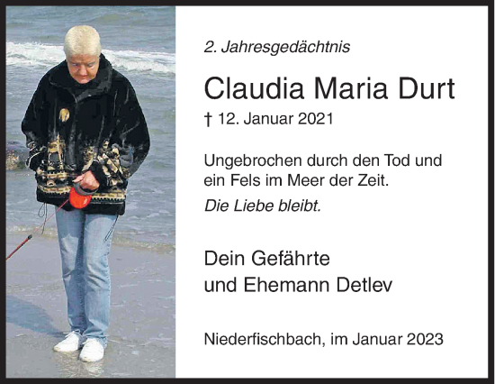 Traueranzeige von Claudia Maria Durt von Siegener Zeitung