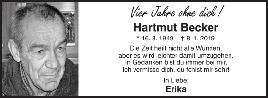 Traueranzeige von Hartmut Becker von Siegener Zeitung