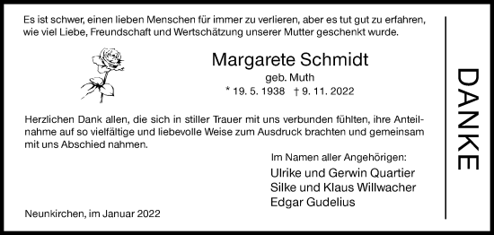 Traueranzeige von Margarete Schmidt von Siegener Zeitung