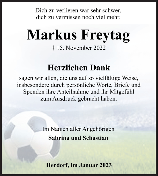 Traueranzeige von Markus Freytag von Siegener Zeitung