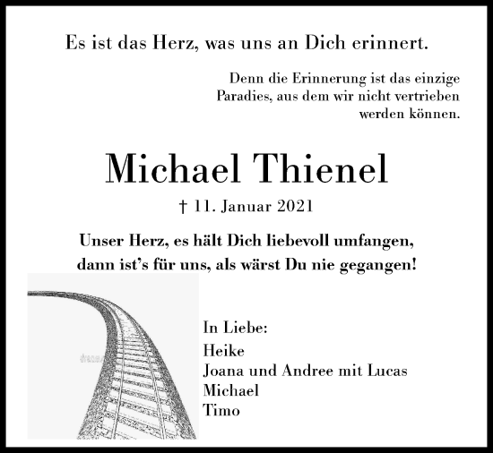Traueranzeige von Michael Thienel von Siegener Zeitung