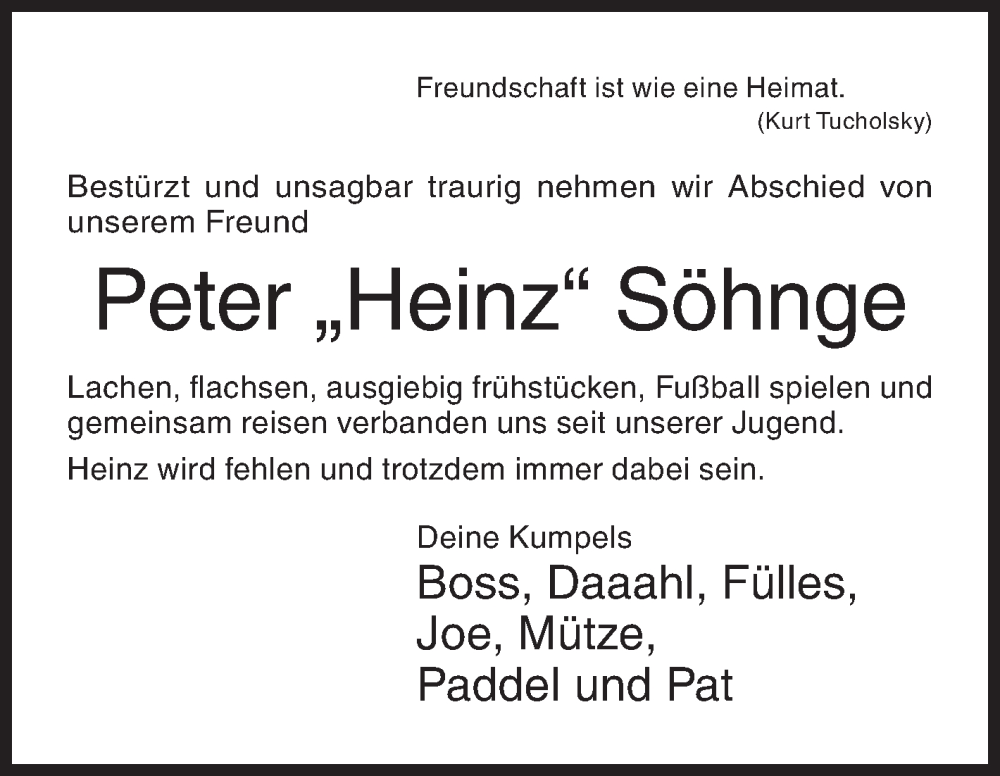  Traueranzeige für Peter Söhnge vom 28.01.2023 aus Siegener Zeitung