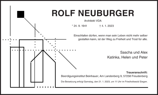 Traueranzeige von Rolf Neuburger von Siegener Zeitung