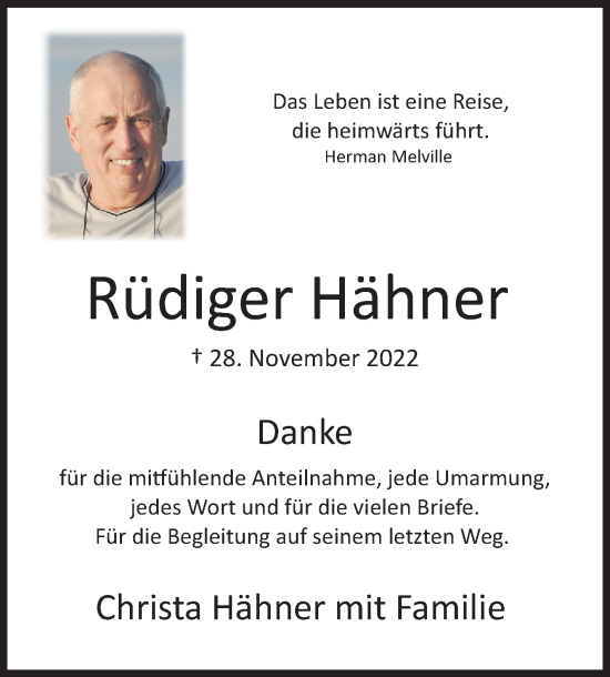 Traueranzeige von Rüdiger Hähner von Siegener Zeitung