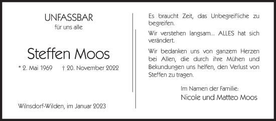 Traueranzeige von Steffen Moos von Siegener Zeitung