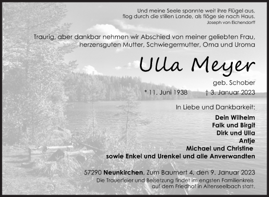 Traueranzeige von Ulla Meyer von Siegener Zeitung