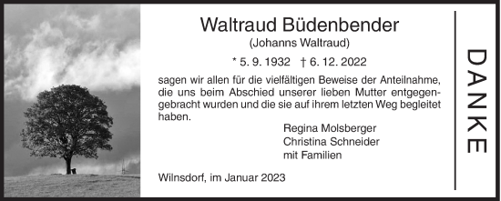 Traueranzeige von Waltraud Büdenbender von Siegener Zeitung