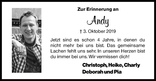 Traueranzeige von Andy  von Siegener Zeitung