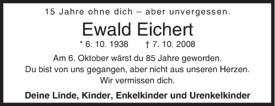 Traueranzeige von Ewald Eichert von Siegener Zeitung