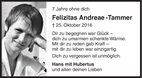 Traueranzeige von Felizitas Andreae-Tammer von Siegener Zeitung