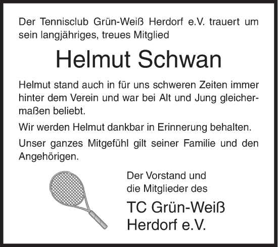 Traueranzeige von Helmut Schwan von Siegener Zeitung