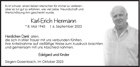 Traueranzeige von Karl-Erich Hermann von Siegener Zeitung