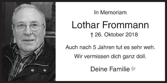 Traueranzeige von Lothar Frommann von Siegener Zeitung