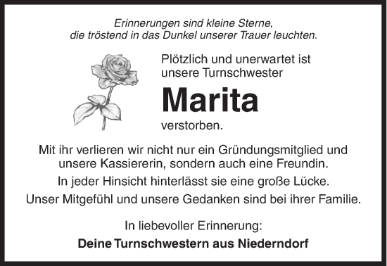 Traueranzeige von Marita  von Siegener Zeitung