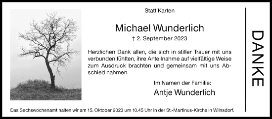 Traueranzeige von Michael Wunderlich von Siegener Zeitung