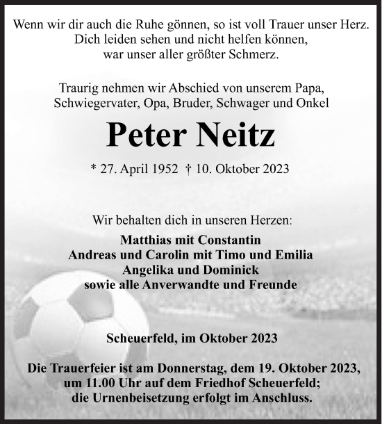 Traueranzeige von Peter Neitz von Siegener Zeitung