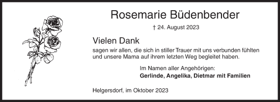 Traueranzeige von Rosemarie Büdenbender von Siegener Zeitung